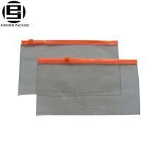 Claro desobstruído decorativo pvc ziplock slider sacos para lápis canetas